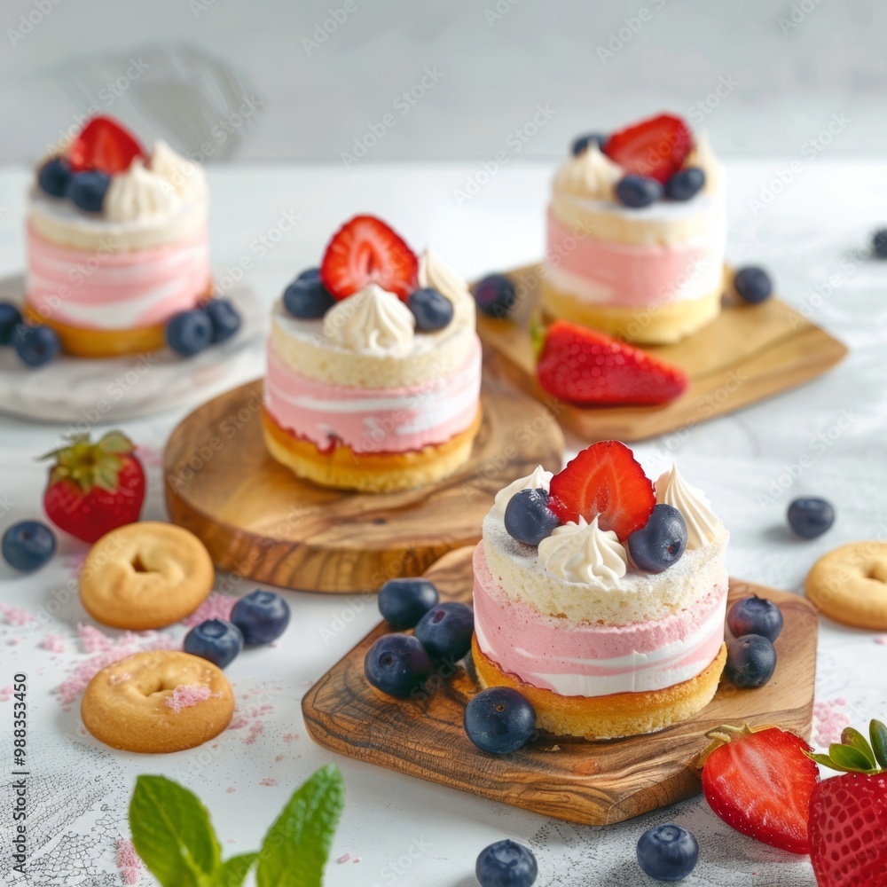 Desserts decorated with berries
Desserts decorated with berries