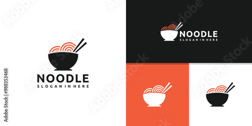 noodle and bowl logo design, logo design template, icon, vector, symbol, idea, inspiration.