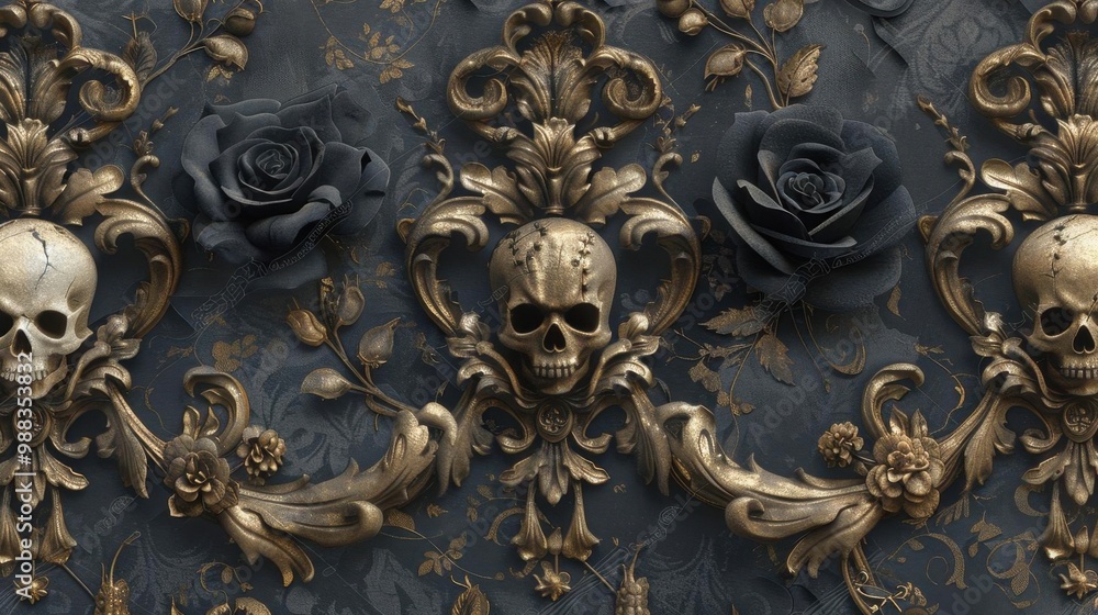 Ornate Skull and Rose Design Ornate Skull and Rose Design