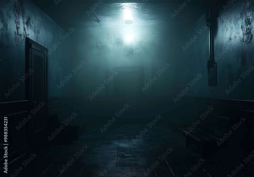 Dark background, dark and scary spooky room, copy space,space for text,Generative AI.暗い背景、暗くて怖い不気味な部屋、コピースペース,テキスト用スペース,Generative AI。