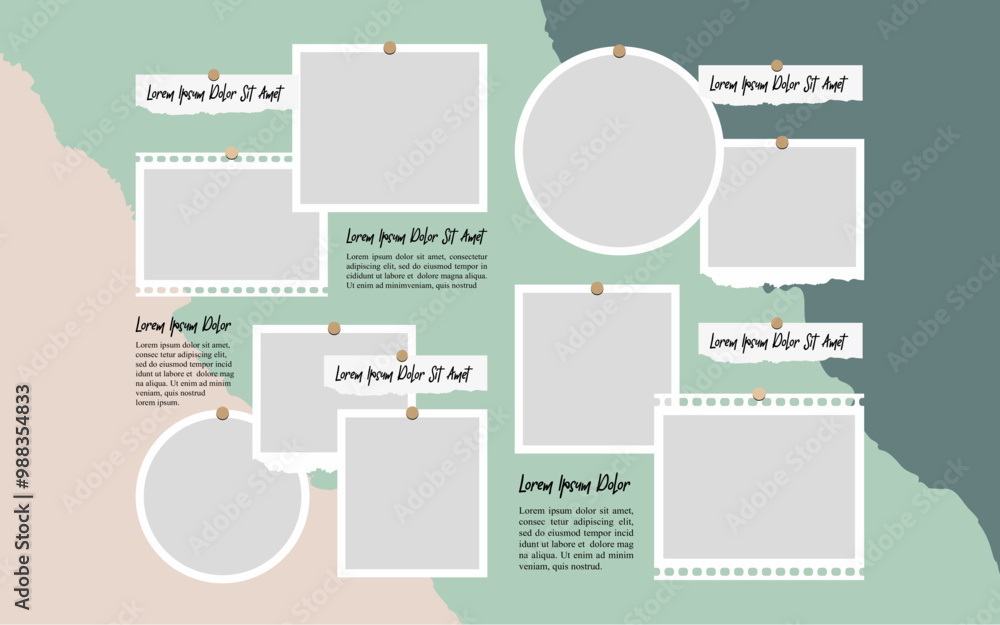 Fototapeta premium Pictures or photos frame collage and digital photo wall template