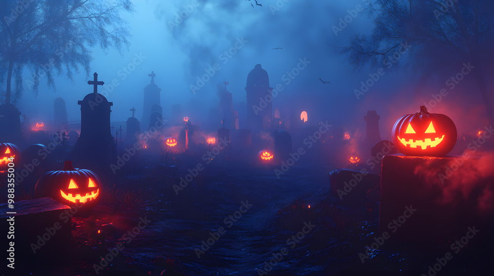 Halloween Night in a Haunted Graveyard Halloween Night in a Haunted Graveyard