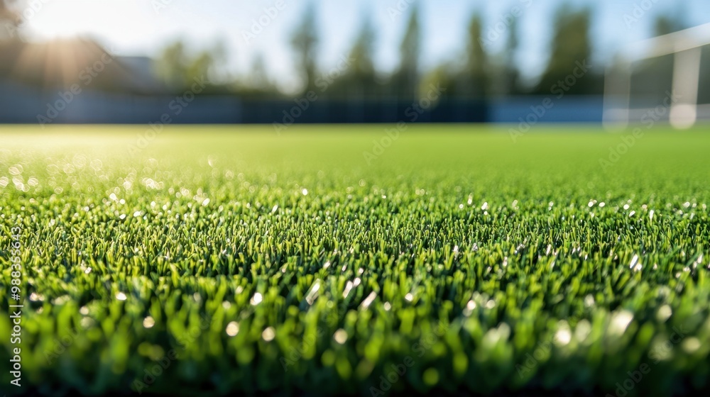 Close-up of vibrant artificial grass texture providing a fresh green surface for eco-themed designs or sports fields Close-up of vibrant artificial grass texture providing a fresh green surface for eco-themed designs or sports fields
