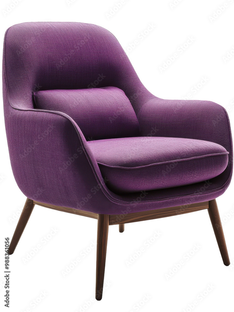 Modern purple chair design with wooden legs. Modern purple chair design with wooden legs.
