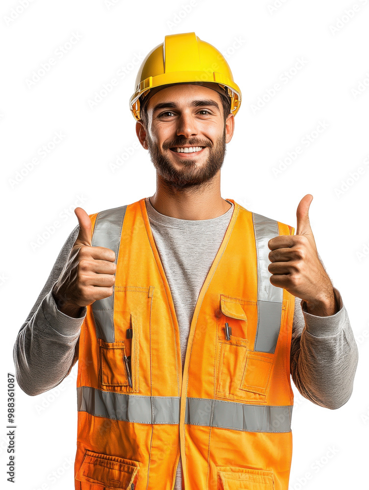 Construction worker smiling and giving thumbs up. Construction worker smiling and giving thumbs up.