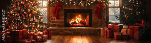 Cozy Christmas Scene with Children Celebrating Together