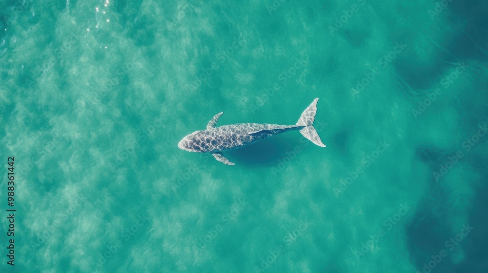 The whale glides effortlessly through the clear blue waters of the ocean, capturing the tranquility of marine life The whale glides effortlessly through the clear blue waters of the ocean, capturing the tranquility of marine life