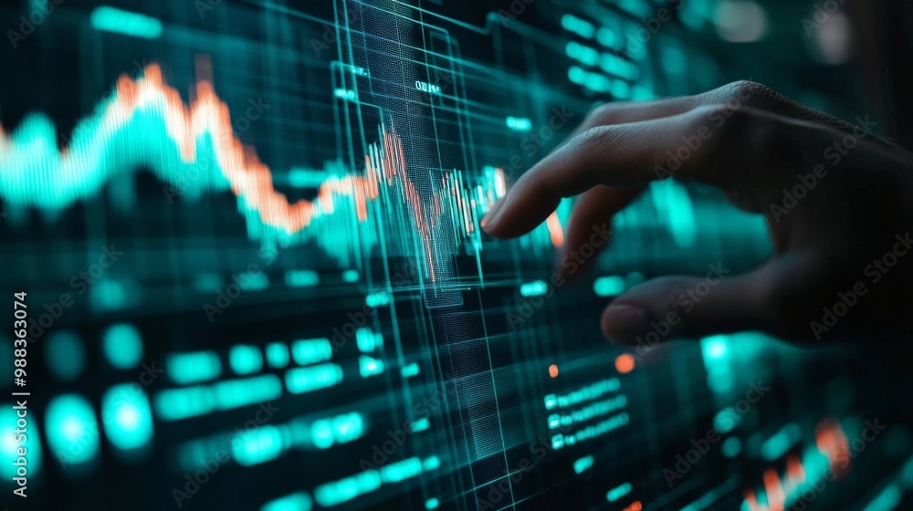 Digital analytics data visualization. Big data. Network connection. Artificial intelligence technology. Digital tech. Hand typing, gesturing. Digital analytics data visualization. Big data. Network connection. Artificial intelligence technology. Digital tech. Hand typing, gesturing.