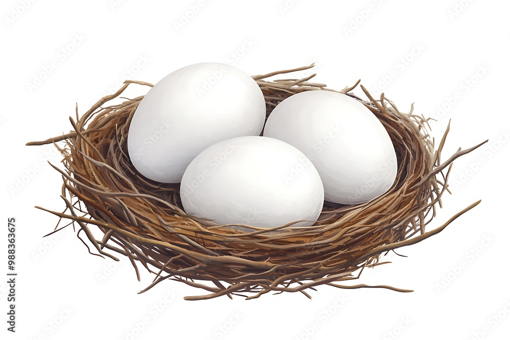 Chicken eggs in the nest Chicken eggs in the nest