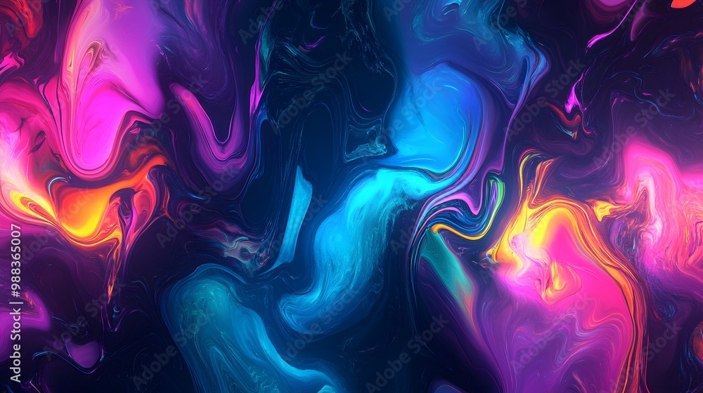 A vibrant blend of neon colors swirling together in an abstract pattern A vibrant blend of neon colors swirling together in an abstract pattern