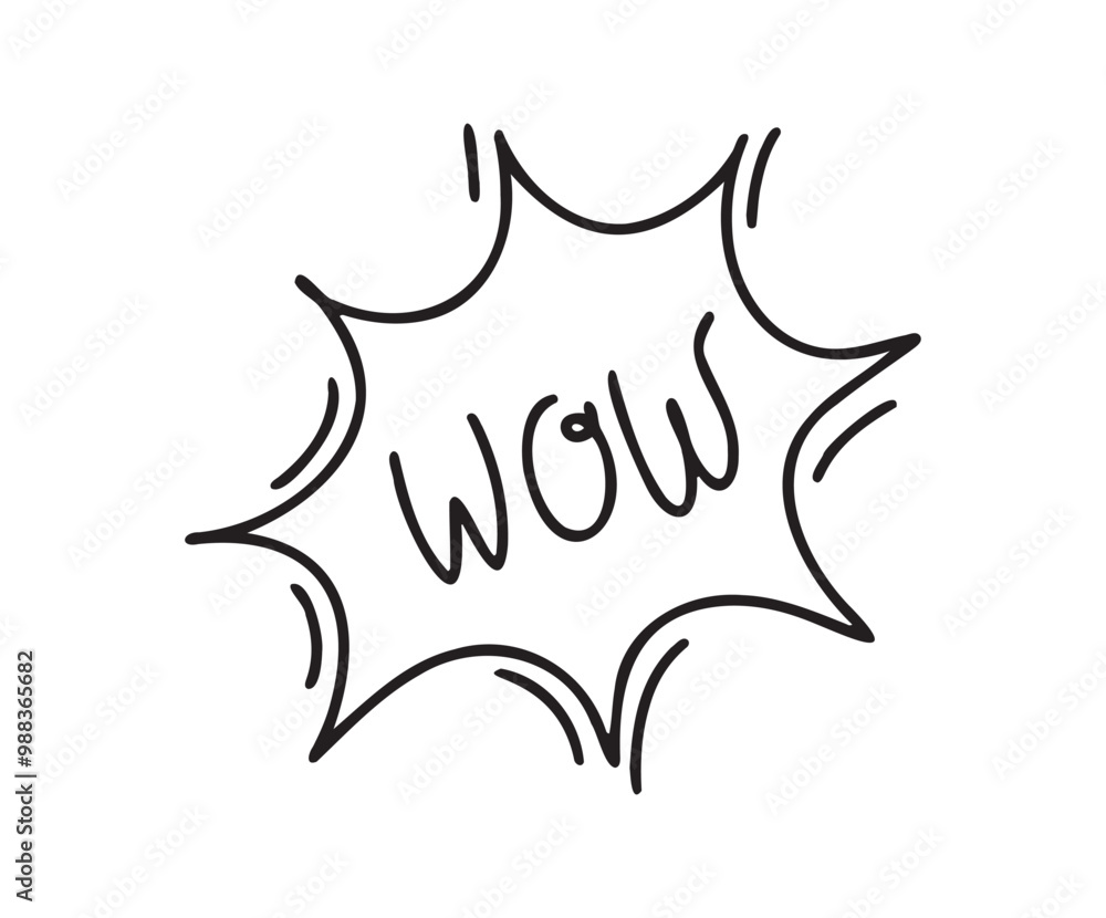 Wow Hand drawn cloud speech bubble element wow text. Explosion cloud icon. Isolated Comic doodle sketch style Wow Hand drawn cloud speech bubble element wow text. Explosion cloud icon. Isolated Comic doodle sketch style