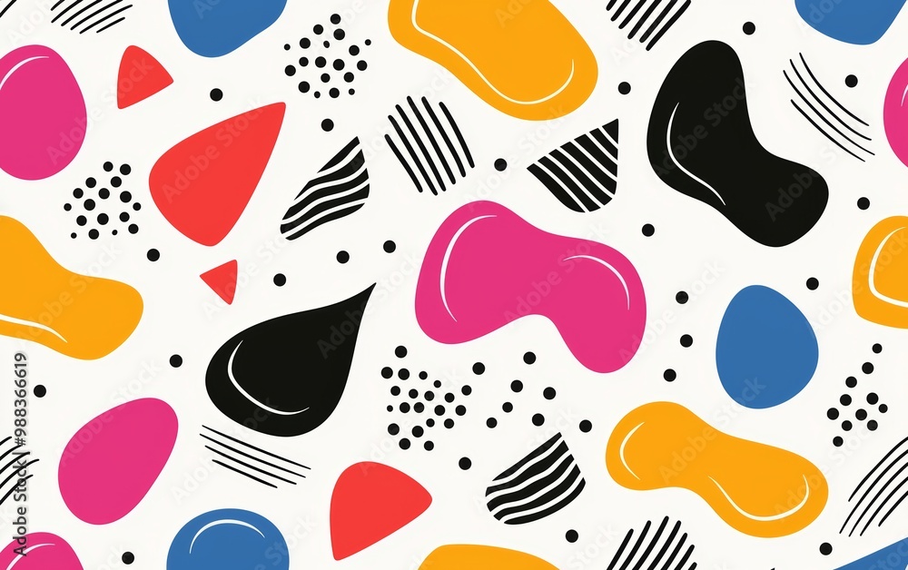 Bright, fun pattern featuring playful, child-like shapes, vibrant color palette, clean lines, youthful energy, abstract elements, perfect for kids, lively and simple design. Bright, fun pattern featuring playful, child-like shapes, vibrant color palette, clean lines, youthful energy, abstract elements, perfect for kids, lively and simple design.