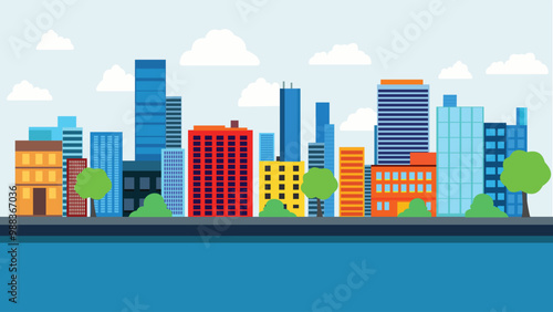 Highway Street with Skyscrapers City Building Cityscape Landscape in Bright Day