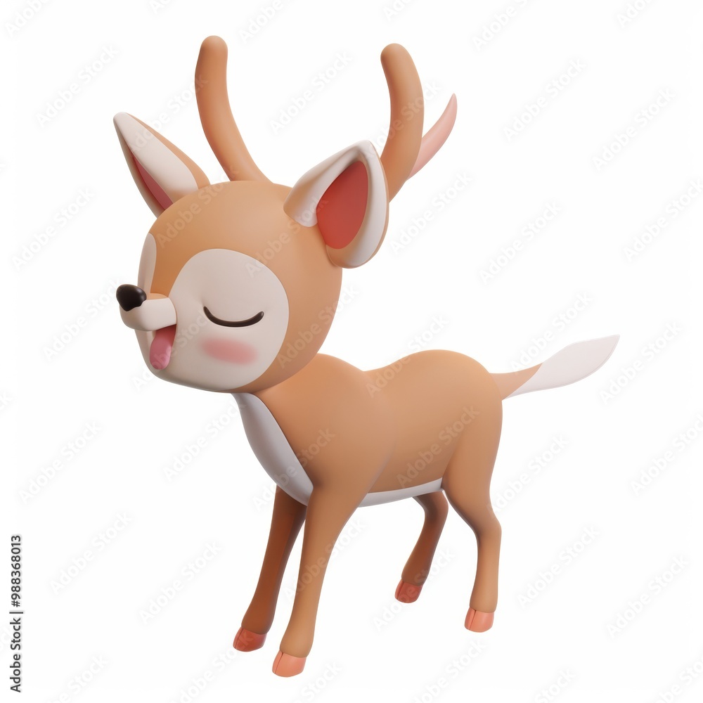 antelope in 3D style on a white background
