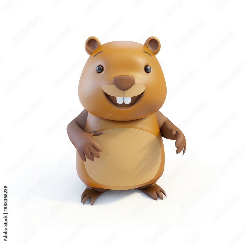 Naklejka premium beaver in 3D style on a white background 