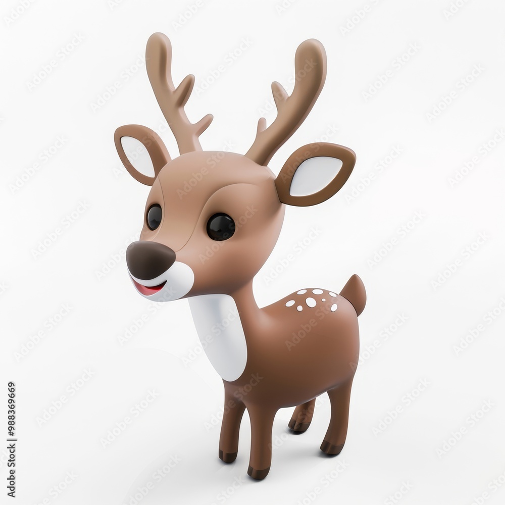 Fototapeta premium Cute deer in 3D style on a white background 