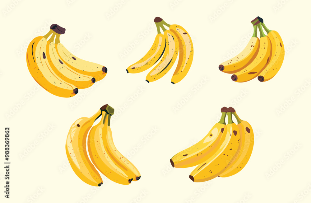 Vector Cartoon Banana Set. Half-Peeled Bananas. Tropical Fruits for Vegan Desserts and Healthy Nutrition. Vector Cartoon Banana Set. Half-Peeled Bananas. Tropical Fruits for Vegan Desserts and Healthy Nutrition.