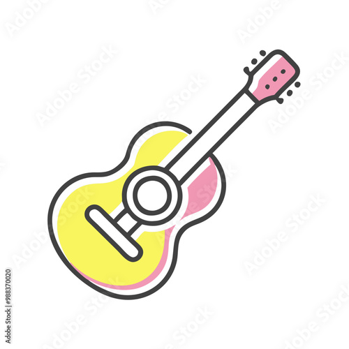 Colorful guitar icon for musicians and music lovers with a stylish design
