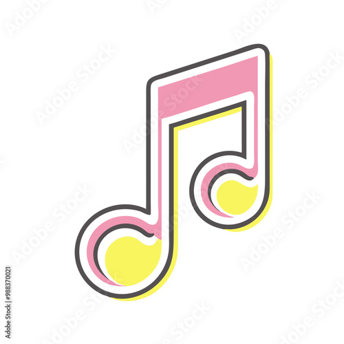 Colorful musical note icon representing sound and rhythm with a playful design