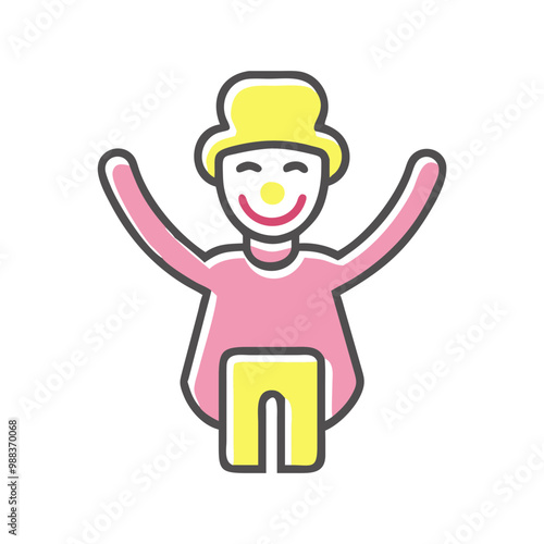 Colorful mime artist icon with joyful expression performing arts with a playful design
