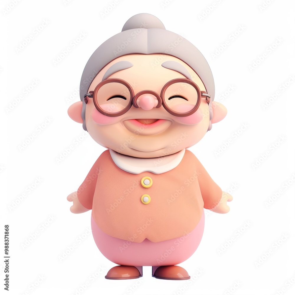 old woman in 3d style on the white background old woman in 3d style on the white background