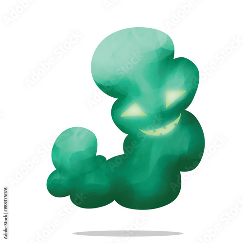 scarry cloud mascot character. cute, horror and halloween concept. weather, nature, or atmospheric themes