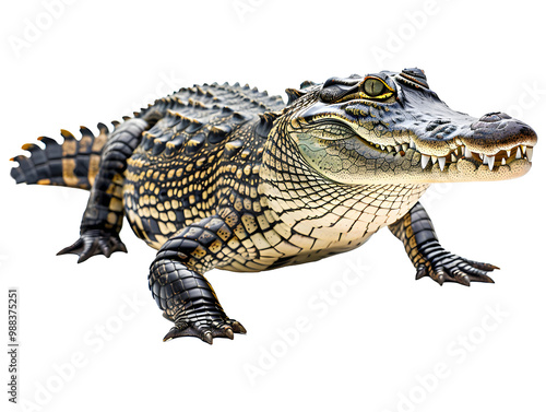 alligator resting isolated on transparent background photo