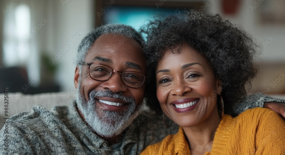 Joyful couple sharing a warm embrace at home