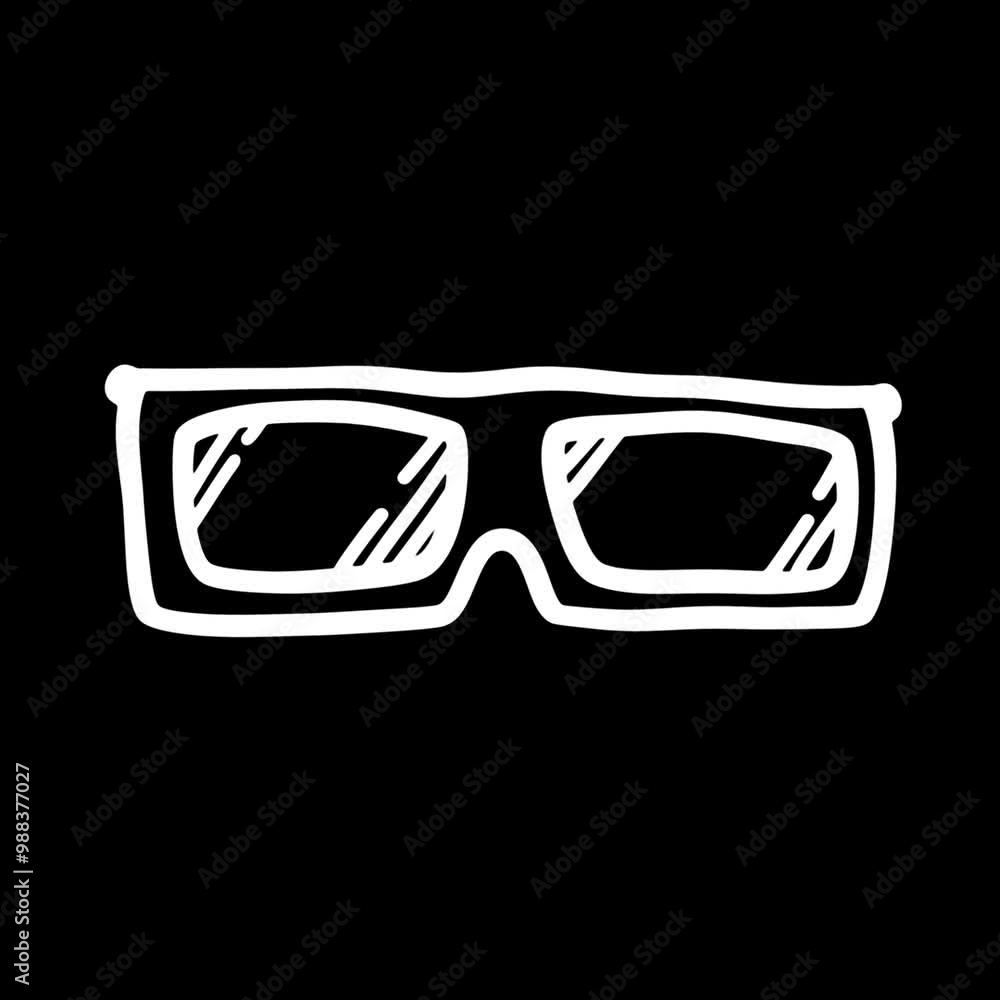 Hand-drawn illustration of a pair of glasses on a black background. Hand-drawn illustration of a pair of glasses on a black background.