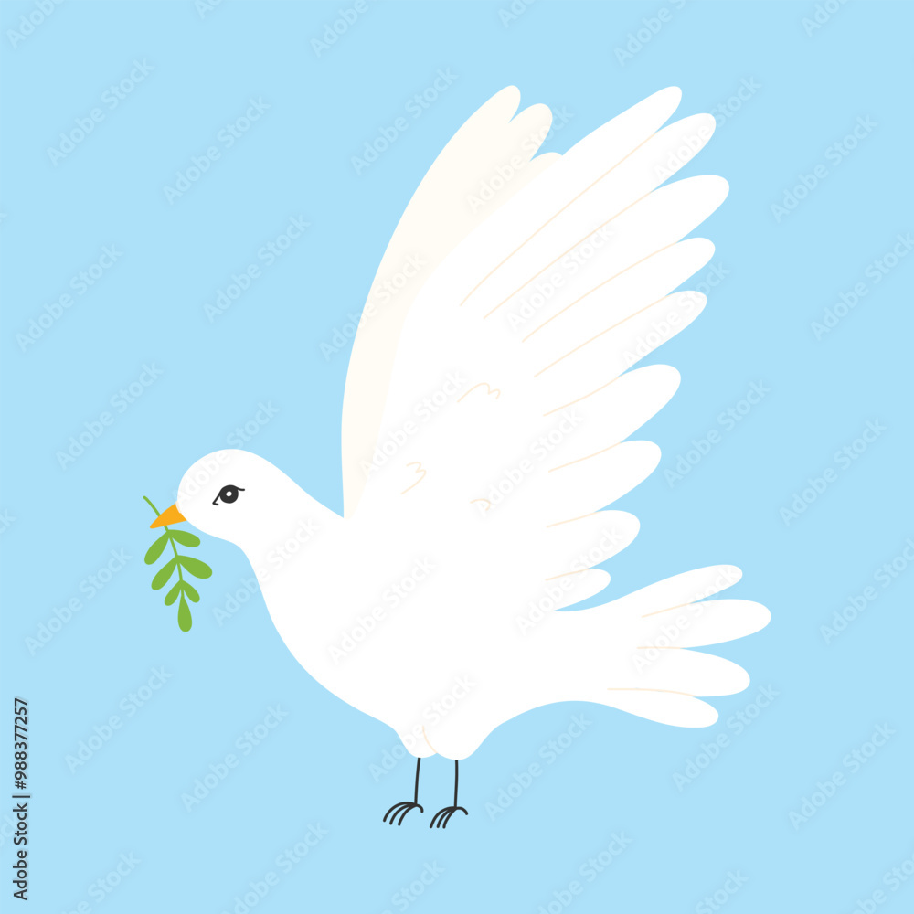 Obraz premium World Peace Day. Poster for peace day with dove. Flying white dove. Vector illustration.