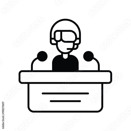 broadcaster glyph icon with white background vector stock illustration