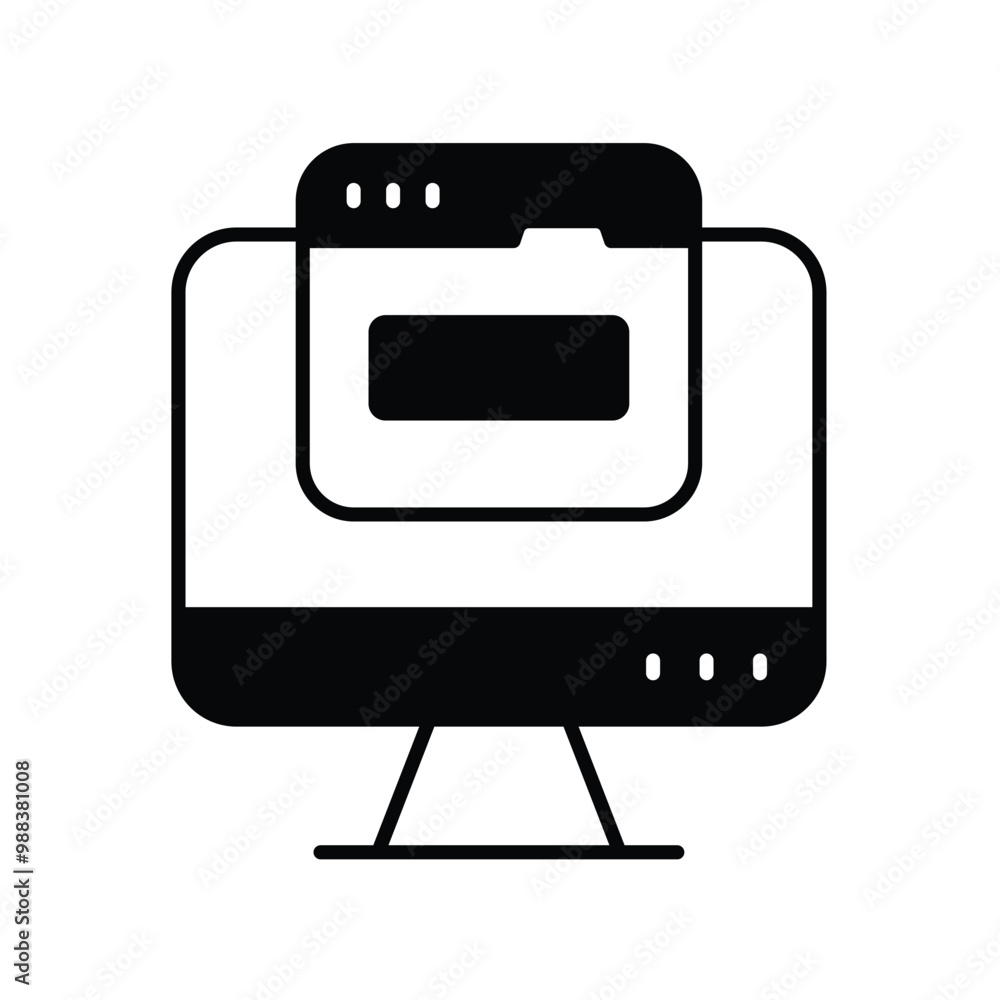computer glyph icon with white background vector stock illustration computer glyph icon with white background vector stock illustration