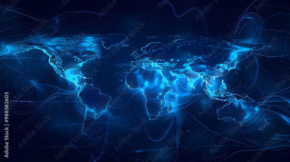 dynamic digital world map emphasize Western Europe continental for AI powered global network connectivity big data transfer cyber technology network information exchange and telecommunication dynamic digital world map emphasize Western Europe continental for AI powered global network connectivity big data transfer cyber technology network information exchange and telecommunication