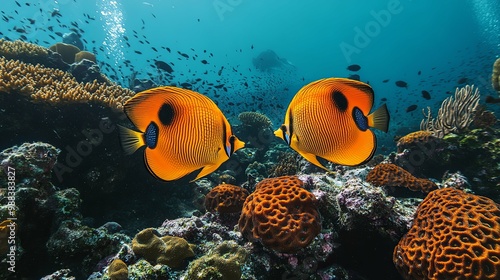 Wallpaper Mural Two Butterflyfish Facing Each Other in a Coral Reef Torontodigital.ca