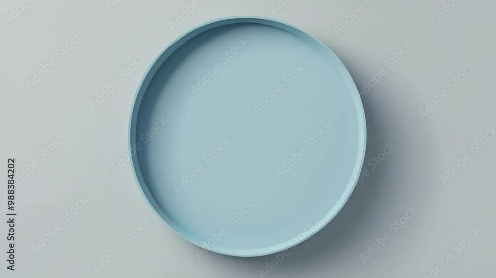A simple, round, light blue plate on a neutral background. A simple, round, light blue plate on a neutral background.