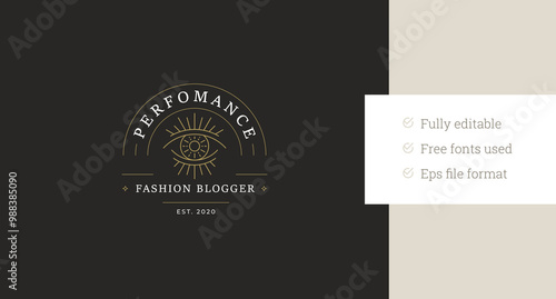 Sacred all seeing eye luxury line art logo design template for beauty salon vector illustration. Mythology spiritual eyelashes linear logotype for makeup artist fashion brand skin hair care cosmetic