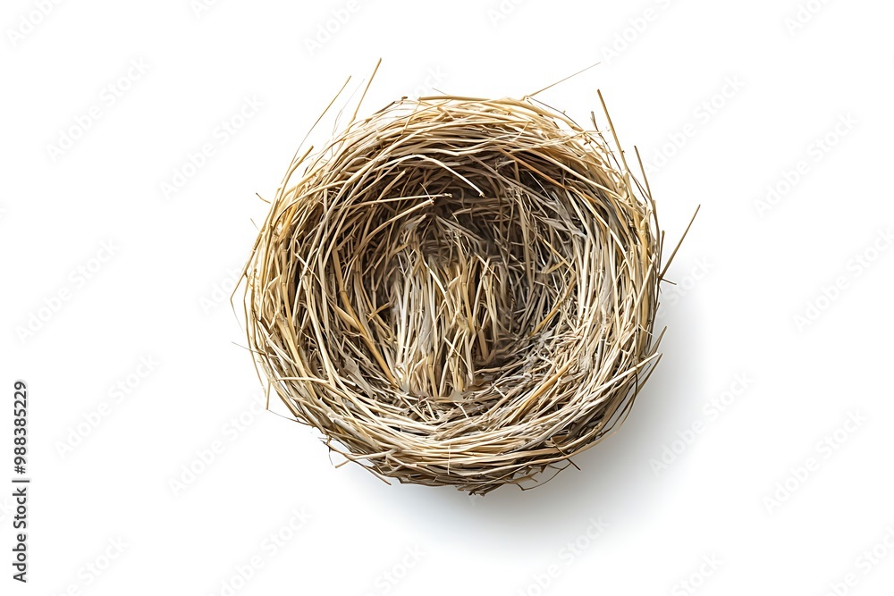 Horizontal shot of an Empty Bird's Nest on a White Background With Shadow. Horizontal shot of an Empty Bird's Nest on a White Background With Shadow.