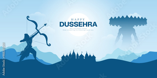 realistic happy dussehra celebration wishing or greeting card and post and banner design vector file