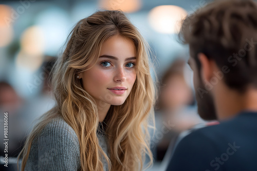 Wallpaper Mural Productive Office Setting Business Woman Working on a Laptop for Planning and Brainstorming Showcasing Empowerment and Professionalism Torontodigital.ca