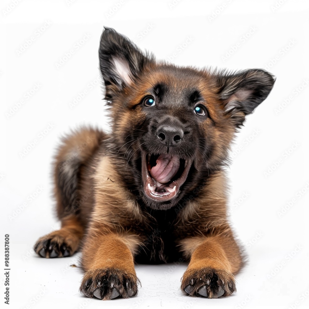 Cute Dog Isolated, Belgian Shepherd Puppy in Studio, Adorable German Shepherd Puppy Lying Cute Dog Isolated, Belgian Shepherd Puppy in Studio, Adorable German Shepherd Puppy Lying