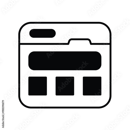 web content glyph icon with white background vector stock illustration