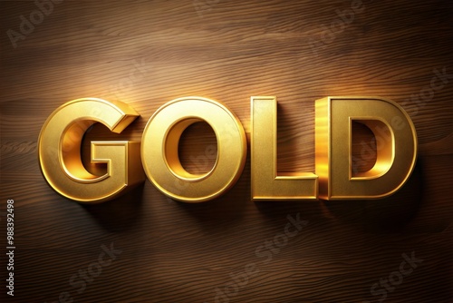 Fototapeta Naklejka Na Ścianę i Meble -  3d gold letters on wood surface close-up
