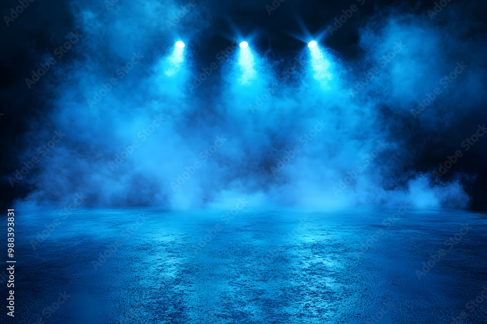 Abstract Blue Smoke and Lights Background