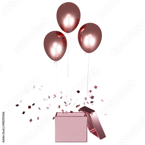 gift box opened bow scatter 3d illustration