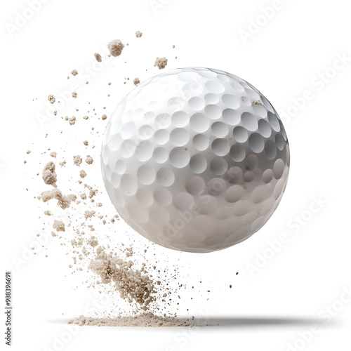 Golf ball in motion with sand explosion effect