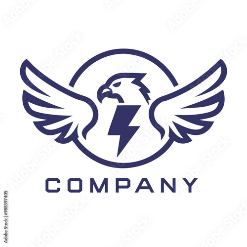 Eagle logo, eagle logo symbolizes lightning and electricity photo