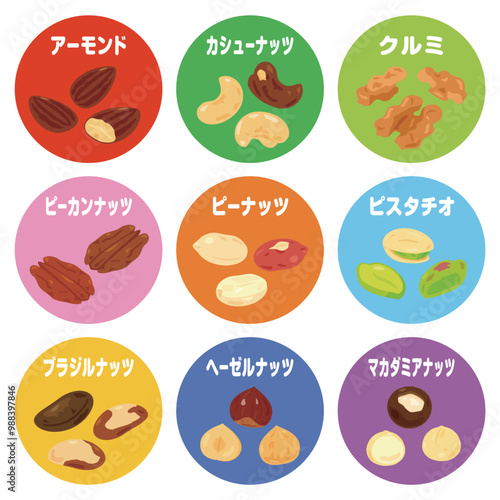 色々なナッツのセット　日本語