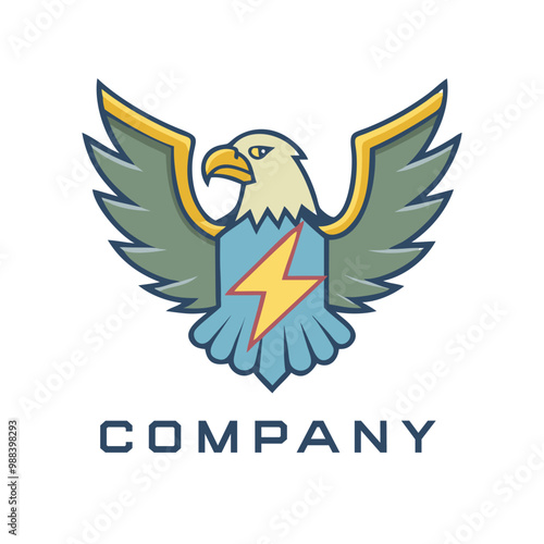 Eagle logo, eagle logo symbolizes lightning and electricity photo