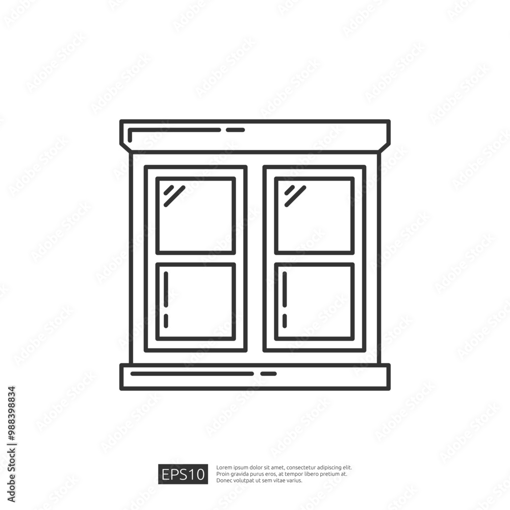 Home Window Frame Icon. House Renovation and Decorating Home Window Frame Icon. House Renovation and Decorating