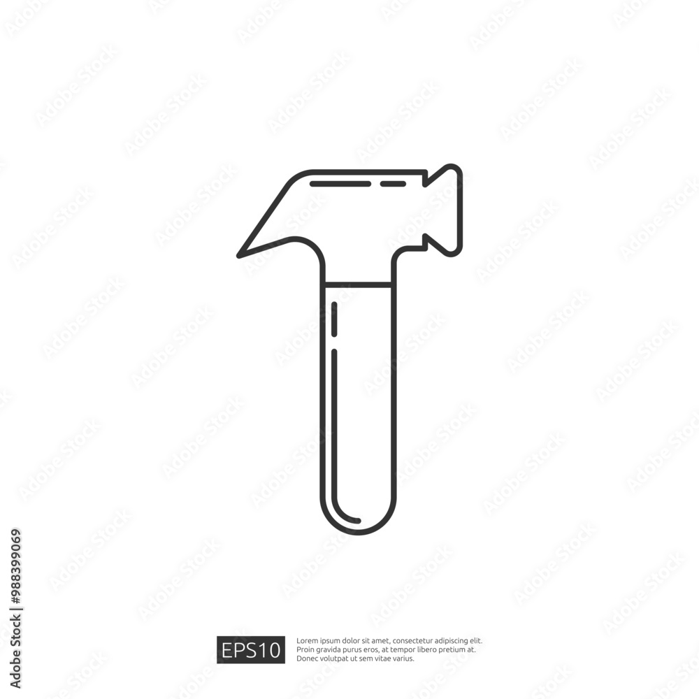 Hammer Icon Line Style Black and White Vector Illustration Hammer Icon Line Style Black and White Vector Illustration